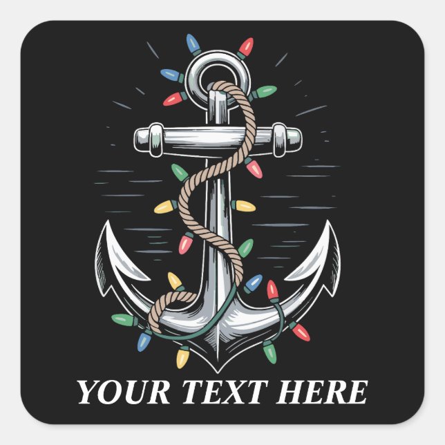 Personalised Christmas Lights Boating Sailing  Square Sticker (Front)