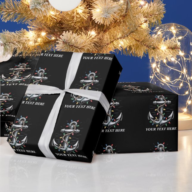 Personalised Christmas Lights Boating Sailing  Wrapping Paper (Holidays)