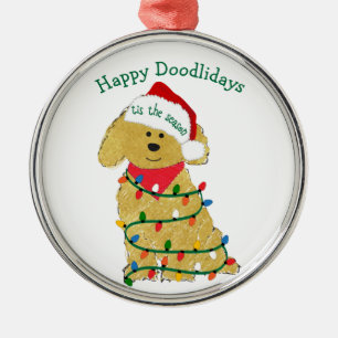 Personalised Christmas Lights Goldendoodle Metal Ornament