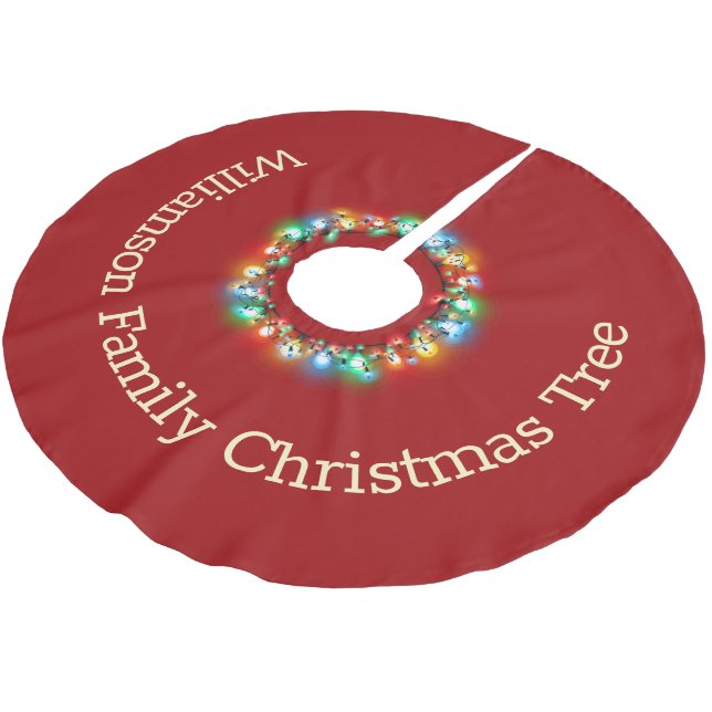 Personalised Christmas Lights in Circle Holiday Brushed Polyester Tree Skirt (Angled)