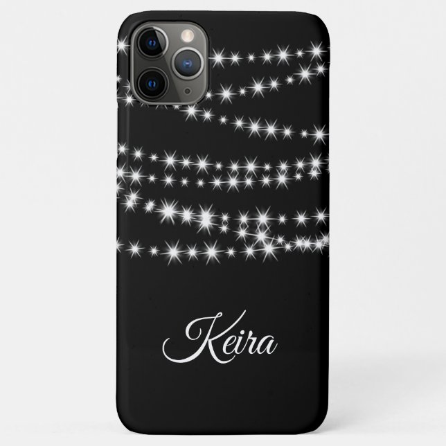 Personalised Christmas Lights on black iPhone Case (Back)