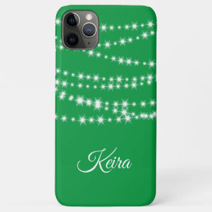 Personalised Christmas Lights on green iPhone Case