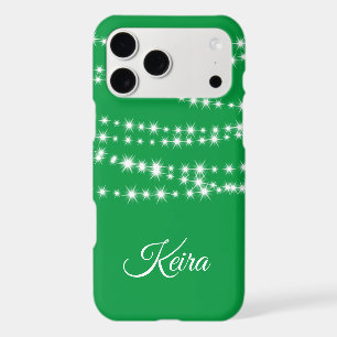 Personalised Christmas Lights on green iPhone Case
