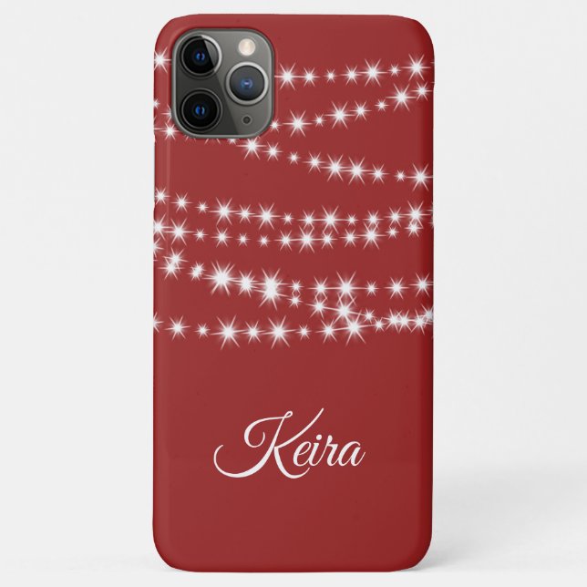 Personalised Christmas Lights on red iPhone Case (Back)