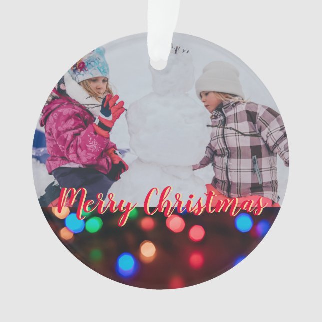 Personalised Christmas Lights Photo Ornament (Front)
