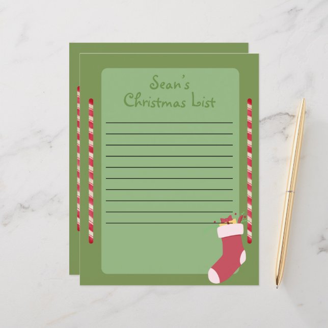 Personalised Christmas List for Santa (Front/Back In Situ)