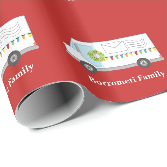 Personalised Christmas Mail Truck Wrapping Paper (Roll Corner)