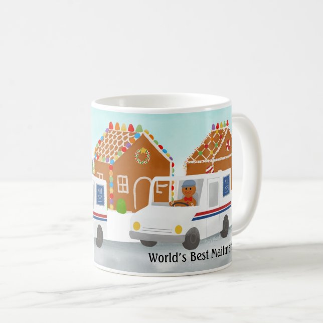Personalised Christmas Mailman Mail Lady Postal Coffee Mug (Front Right)