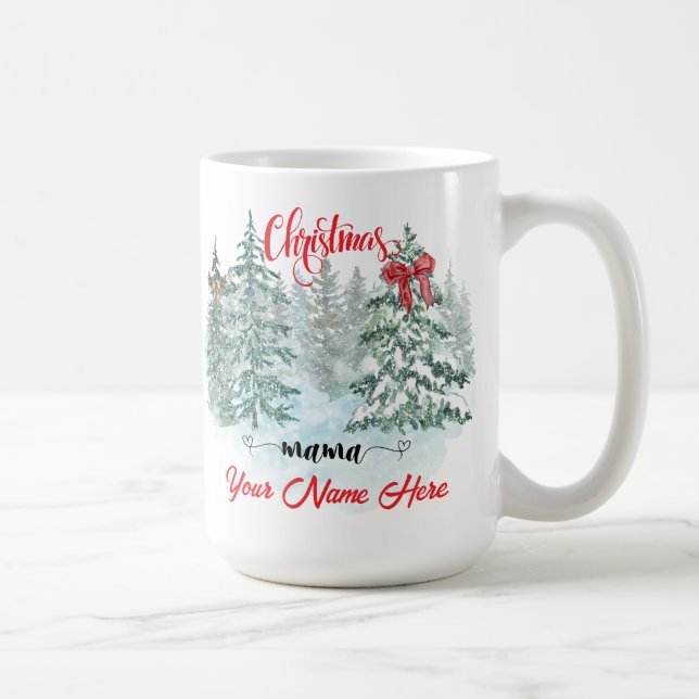 Personalised Christmas Mama Holiday Custom Mother  Coffee Mug (Right)