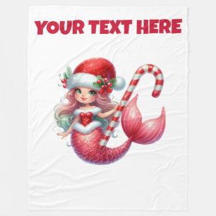 Personalised Christmas Mermaid Baby Fleece Blanket