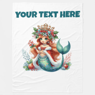 Personalised Christmas Mermaid Fleece Baby Blanket