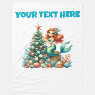 Personalised Christmas Mermaid Fleece Baby Blanket