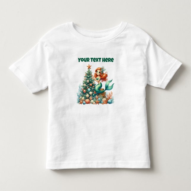 Personalised Christmas Mermaid Toddlers T-Shirt (Front)