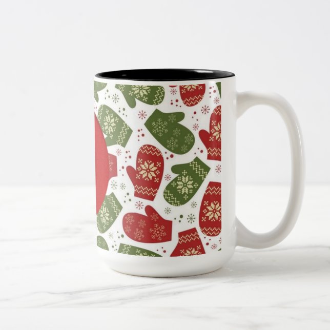 Personalised Christmas Mittens Pattern Mug (Right)