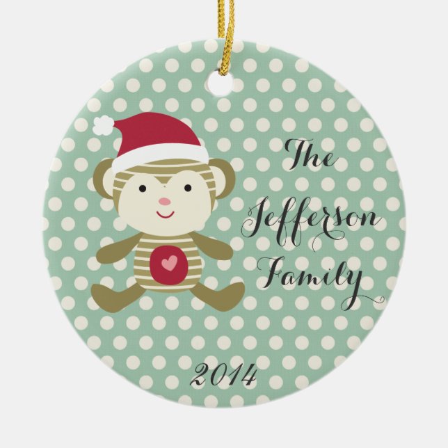Personalised Christmas Monkey Family Ornament (Front)