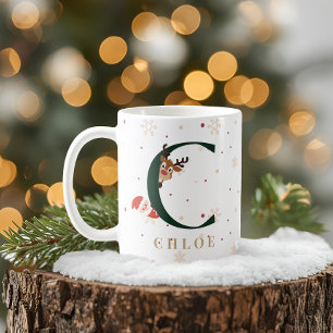 Personalised Christmas Monogram C Mug