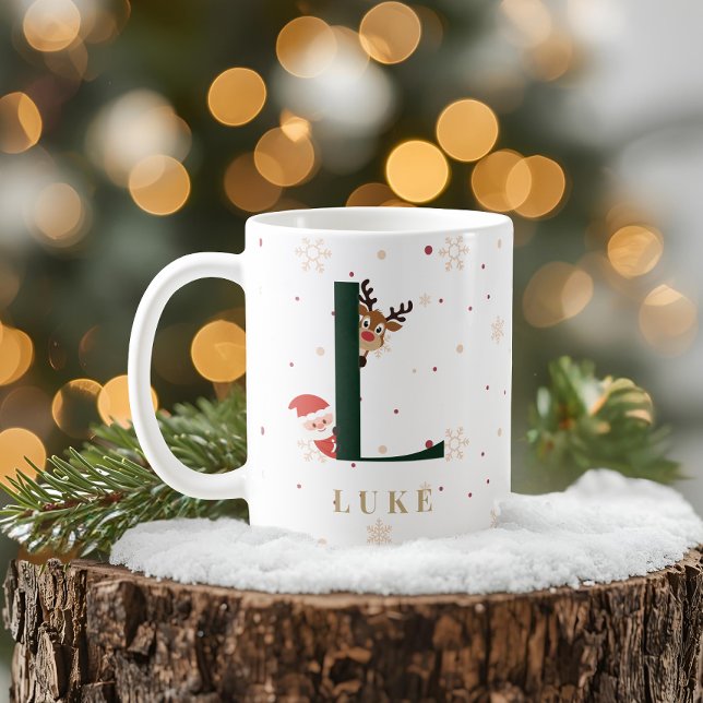 Personalised Christmas Monogram L Mug (Creator Uploaded)