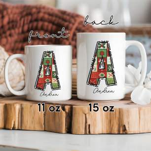 Personalised Christmas monogram mug, Coworker gift Coffee Mug