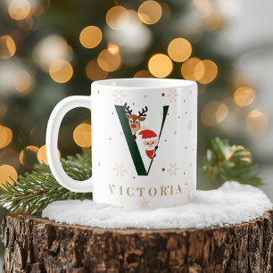 Personalised Christmas Monogram V Mug
