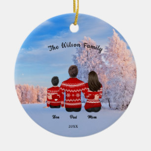 Personalised Christmas Mum Dad Boy Family Ceramic Ornament