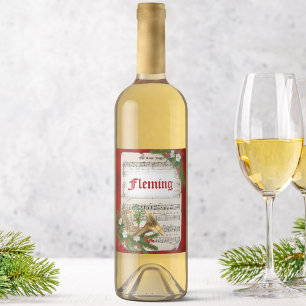 Personalised Christmas Music French Horn Wine Label