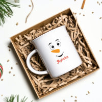 Personalised Christmas name mug,snowman face Coffe