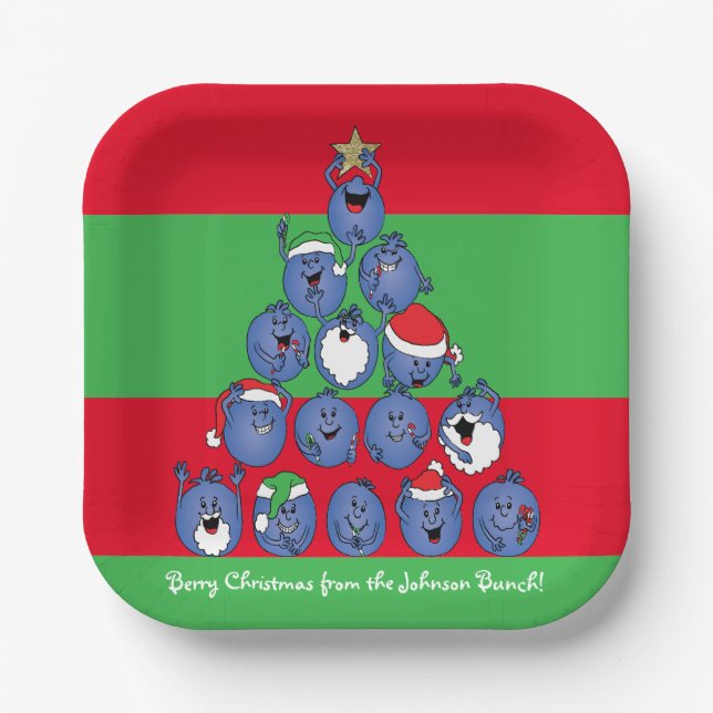 Personalised Christmas Napkins "Berry Christmas" Paper Plate (Front)