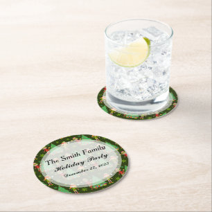 Personalised Christmas Napkins Round Paper Coaster