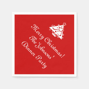 Personalised Christmas napkins with xmas tree