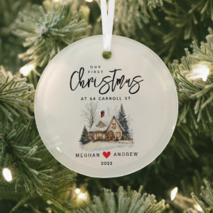 Personalised Christmas New Home Glass Tree Decoration