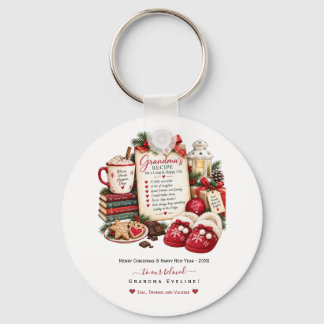 Personalised Christmas & New Year Card for Grandma Key Ring