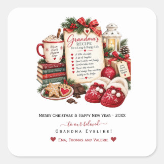 Personalised Christmas & New Year Card for Grandma Square Sticker