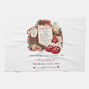 Personalised Christmas & New Year Card for Grandma Tea Towel