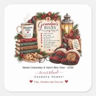 Personalised Christmas & New Year Card for Grandpa Square Sticker