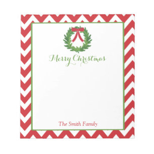 Personalised Christmas Notepad   Holiday Wreath