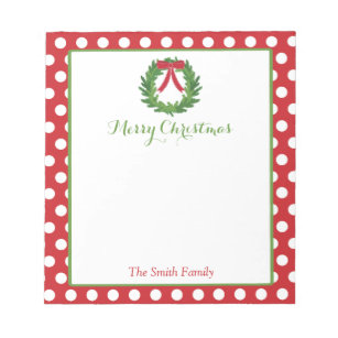 Personalised Christmas Notepad   Holiday Wreath