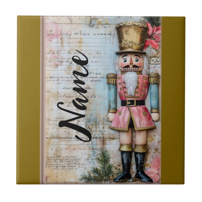 Personalised Christmas nutcracker Ceramic Tile (Front)