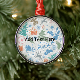 Personalised Christmas Ordainment Pattern Metal Ornament