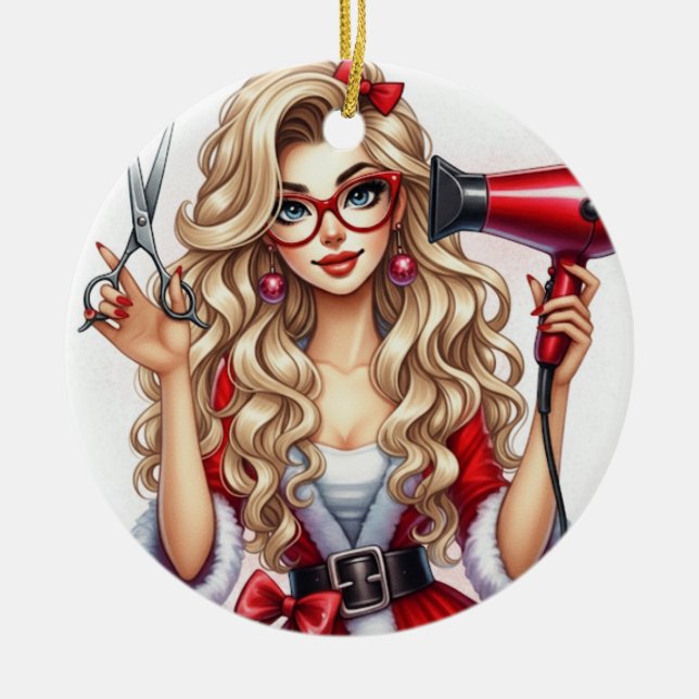 Personalised Christmas Ornament for Hairdresser (Front)