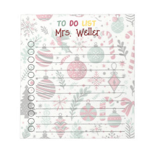 Personalised Christmas Ornament Holiday To Do List Notepad