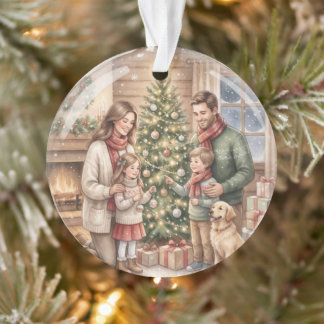 Personalised Christmas Ornament Watercolor Family