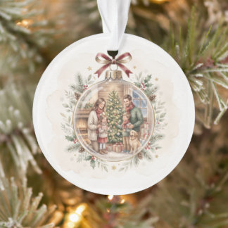 Personalised Christmas Ornament Watercolor Family