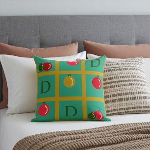 Personalised Christmas Ornamental Squares on Green Cushion