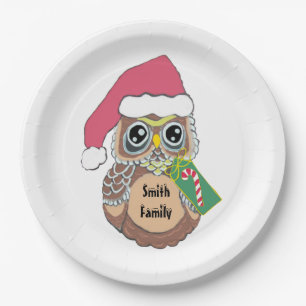 Personalised Christmas Owl Paper Plate