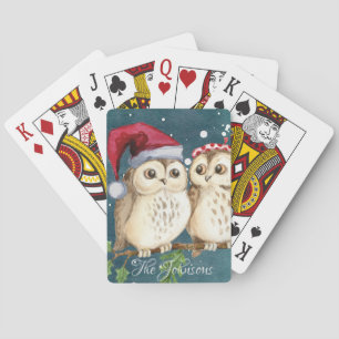 Personalised Christmas Owls Classic Playing Cards
