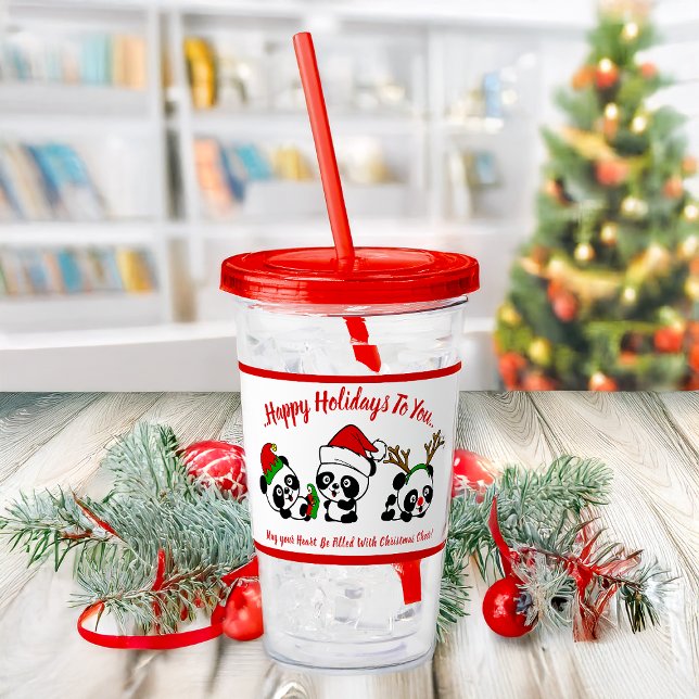  Personalised Christmas Pandas  Acrylic Tumbler (Creator Uploaded)