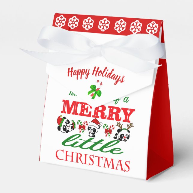 Personalised Christmas Pandas Christmas Favour Box (Front Side)