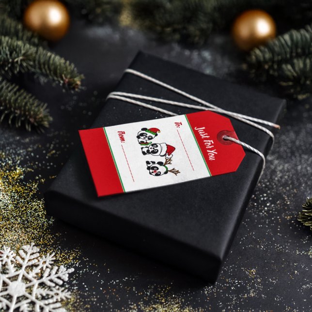 Personalised Christmas Pandas Gift Tags (Creator Uploaded)