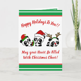 Personalised Christmas Pandas Holiday Card