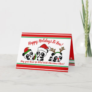 Personalised Christmas Pandas Holiday Card
